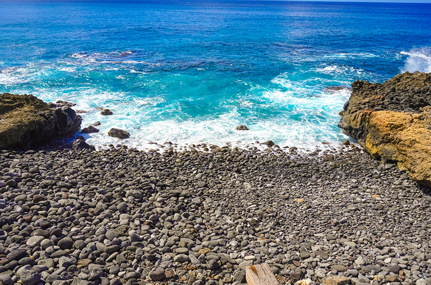 Small beach cove at the Kaena Point hike
