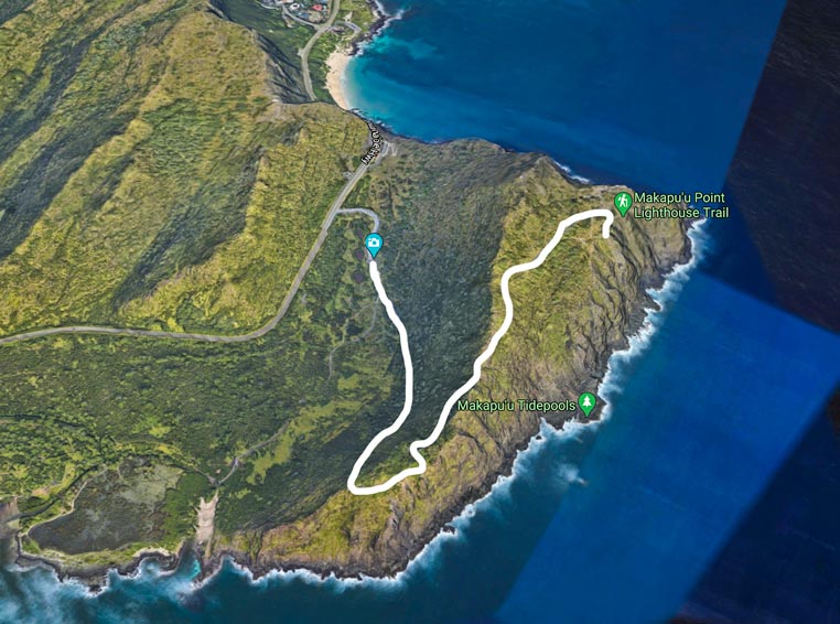 Map overview of the Makapuu lighthouse trail