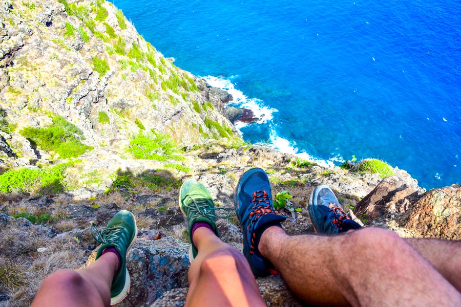 Enjoying the views at the top of the Makapuu lighthouse trail