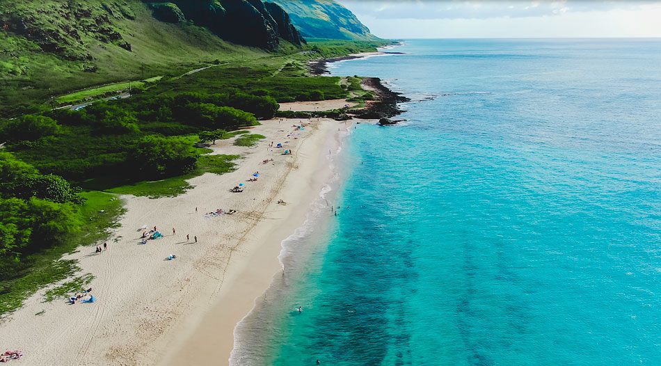 Secluded beach in Oahu